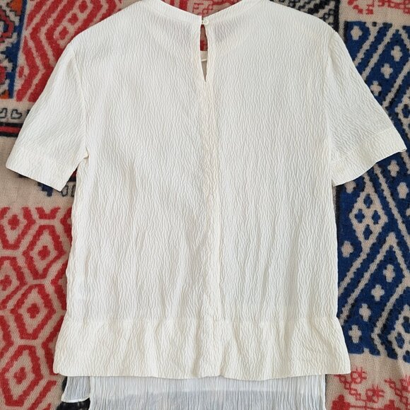 Helmut Lang short-sleeve white layered silk crepe top - size S - Picture 2 of 9